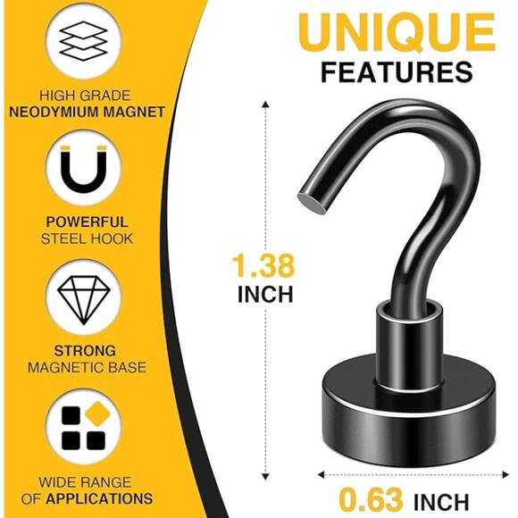 20 Pack Magnetic Hooks, 30lbs+ Heavy Duty Strong Magnets- (WHITE) - Picture 3 of 5